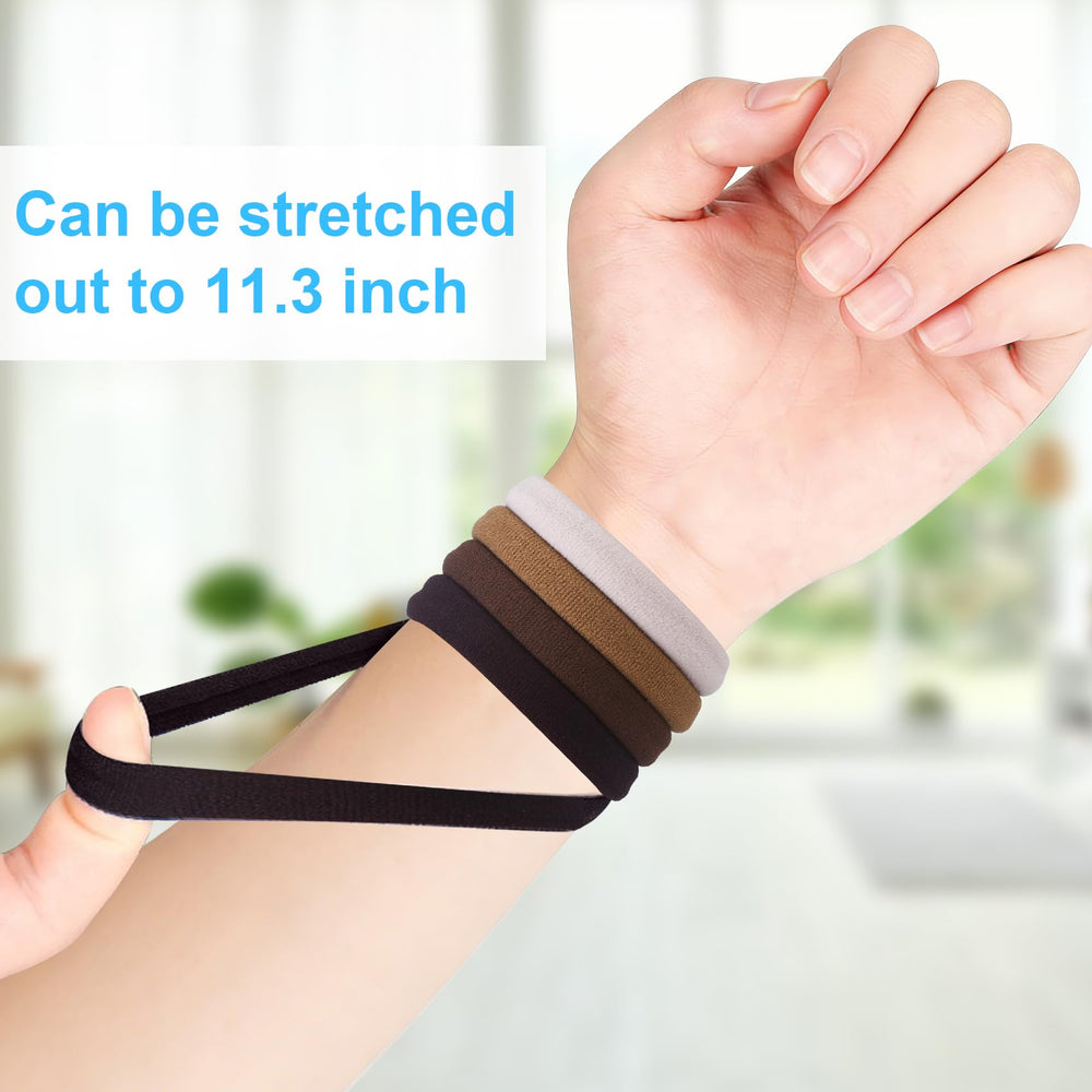BAOLI band in a thick ponytail demonstrating strong hold and no creasing benefit