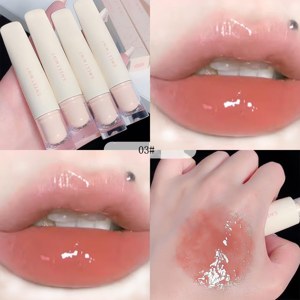 Baorder lips before and after showcasing mirror shine and plumping benefit