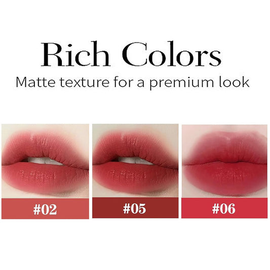 Baorder close-up of velvet matte texture demonstrating smooth coverage