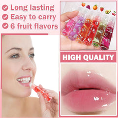 Baorder texture closeup of clear glossy oil on lips showing lightweight hydration and non-sticky finish