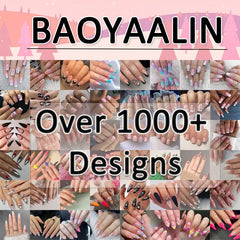BAOYAALIN jelly stickers and glue beside nails showing easy application options