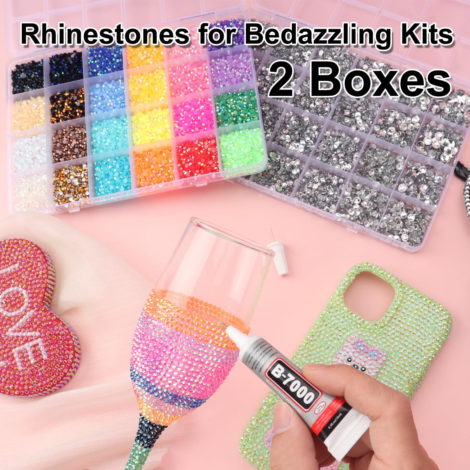 BAOYAALIN clear silver rhinestones in 2–6mm sizes showing variety and layering options