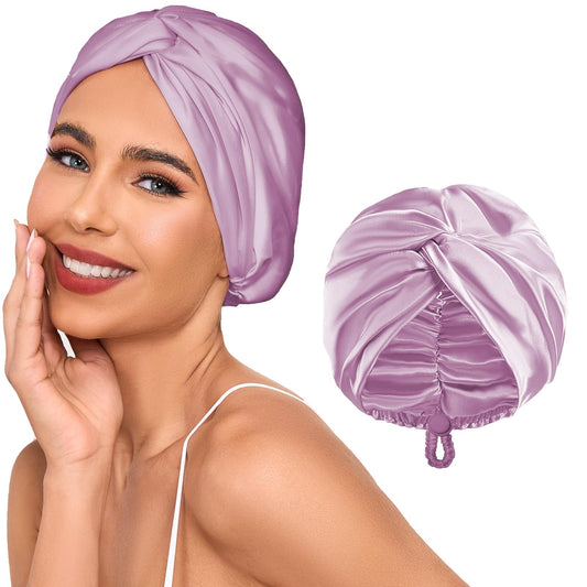 Baqzqudnl front view lavender bonnet showing fit and style benefit