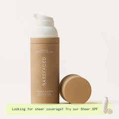 Barefaced lifestyle image outdoors showing protected, hydrated skin
