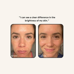 Barefaced before and after illustration showing brighter, even tone