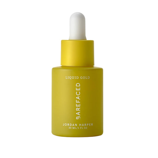 Barefaced Liquid Gold front bottle shows clean design and benefits