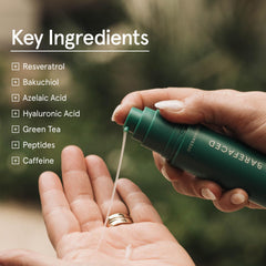 Barefaced ingredients bakuchiol and resveratrol display emphasizing antioxidant support