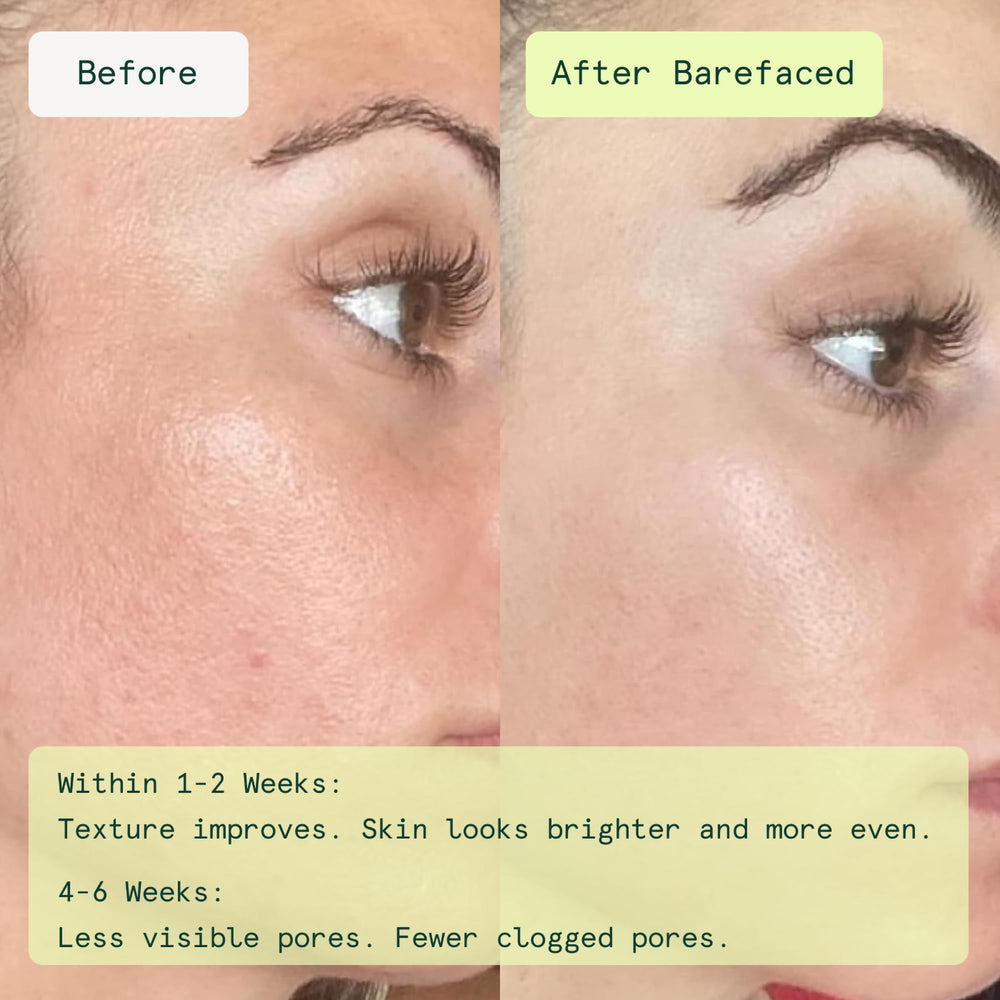 Barefaced close-up of a pad texture highlighting exfoliating surface