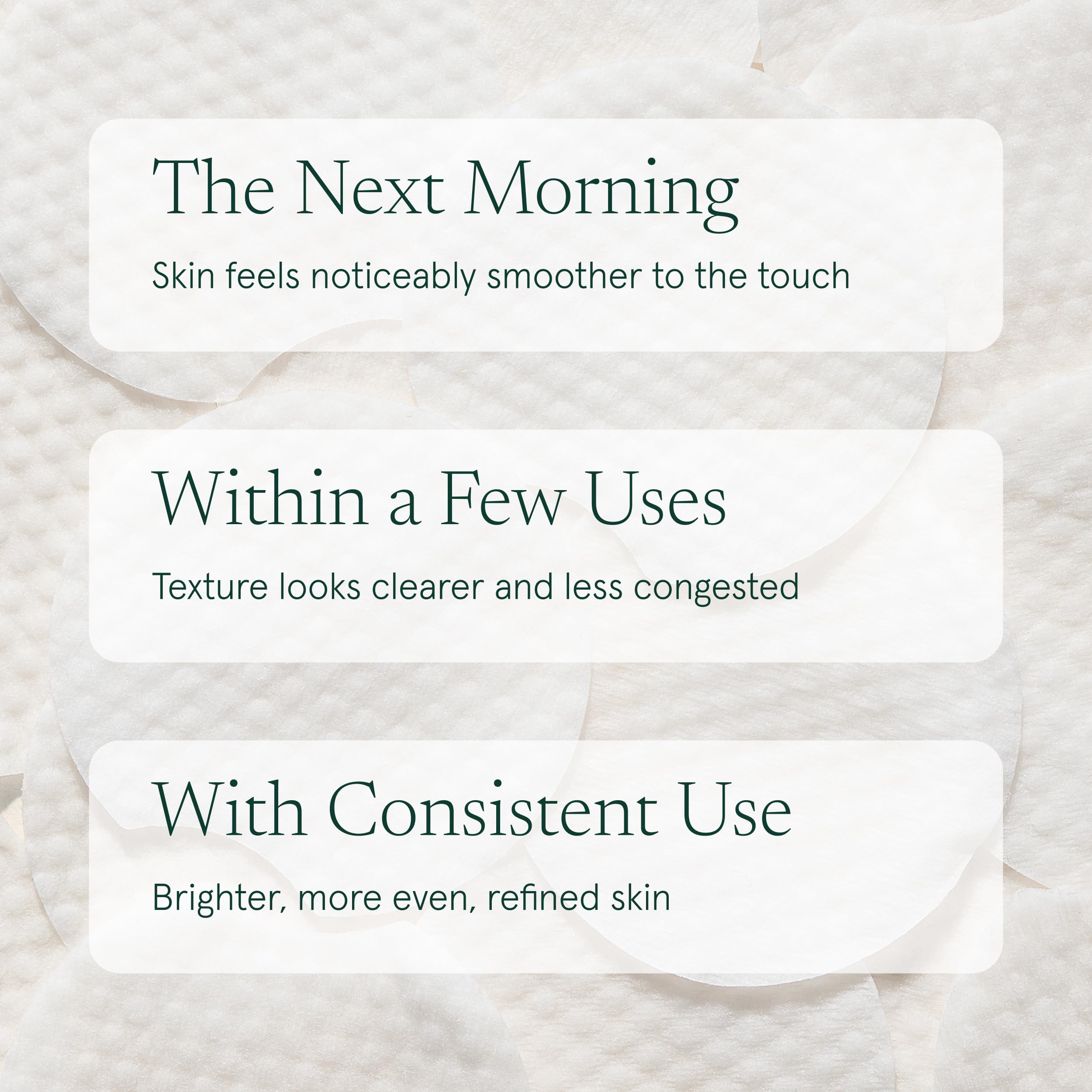 Barefaced pad being applied to forearm demonstrating smooth skin benefit