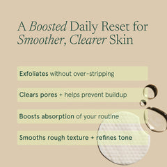 Barefaced close-up of pad texture showing saturated exfoliating solution