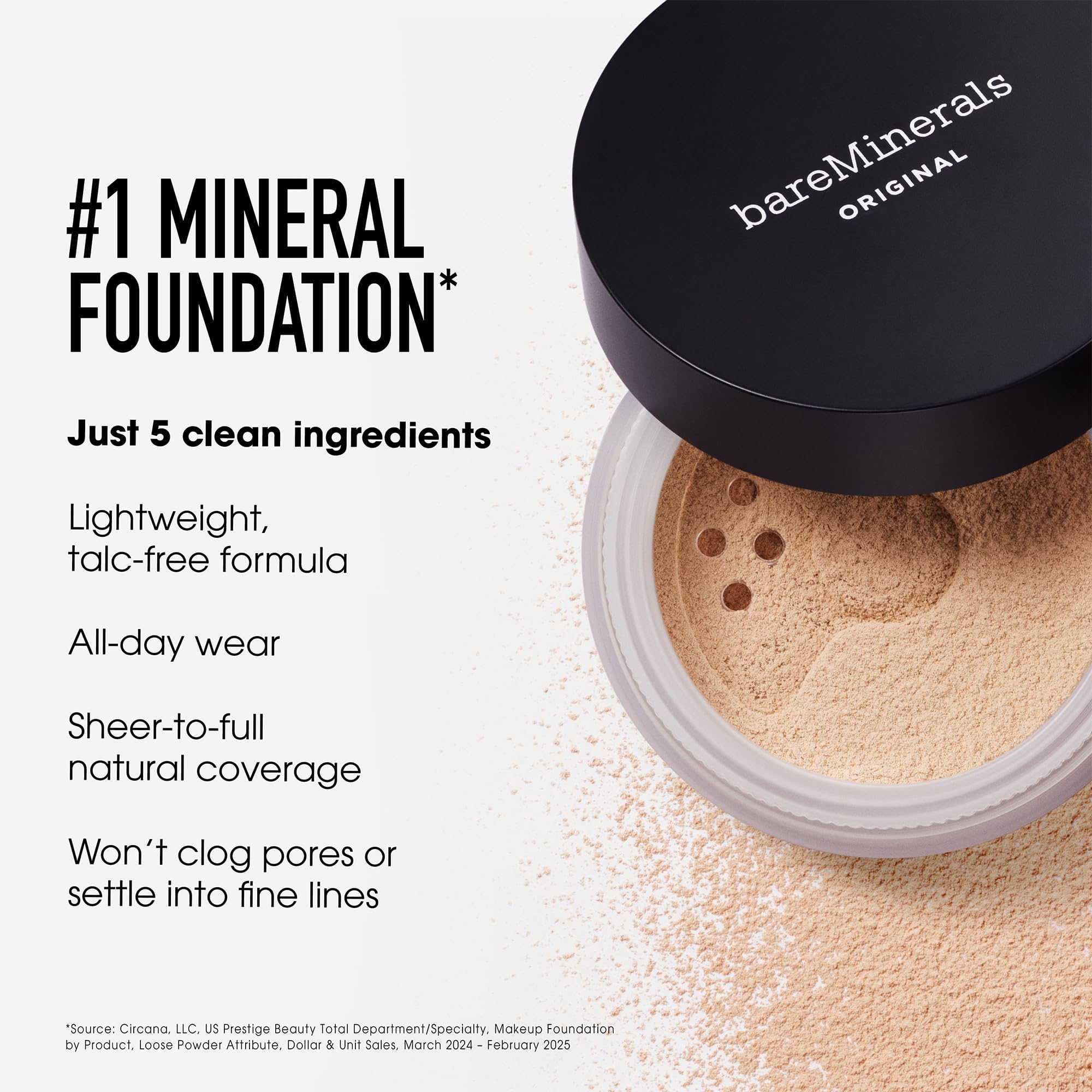 bareMinerals kabuki brush with powder for easy buildable coverage