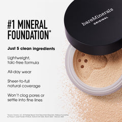 bareMinerals kabuki brush with powder for easy buildable coverage