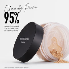 bareMinerals applied with kabuki brush demonstrating even coverage and easy blending