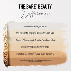 bareMinerals powder being applied with brush delivering natural matte finish