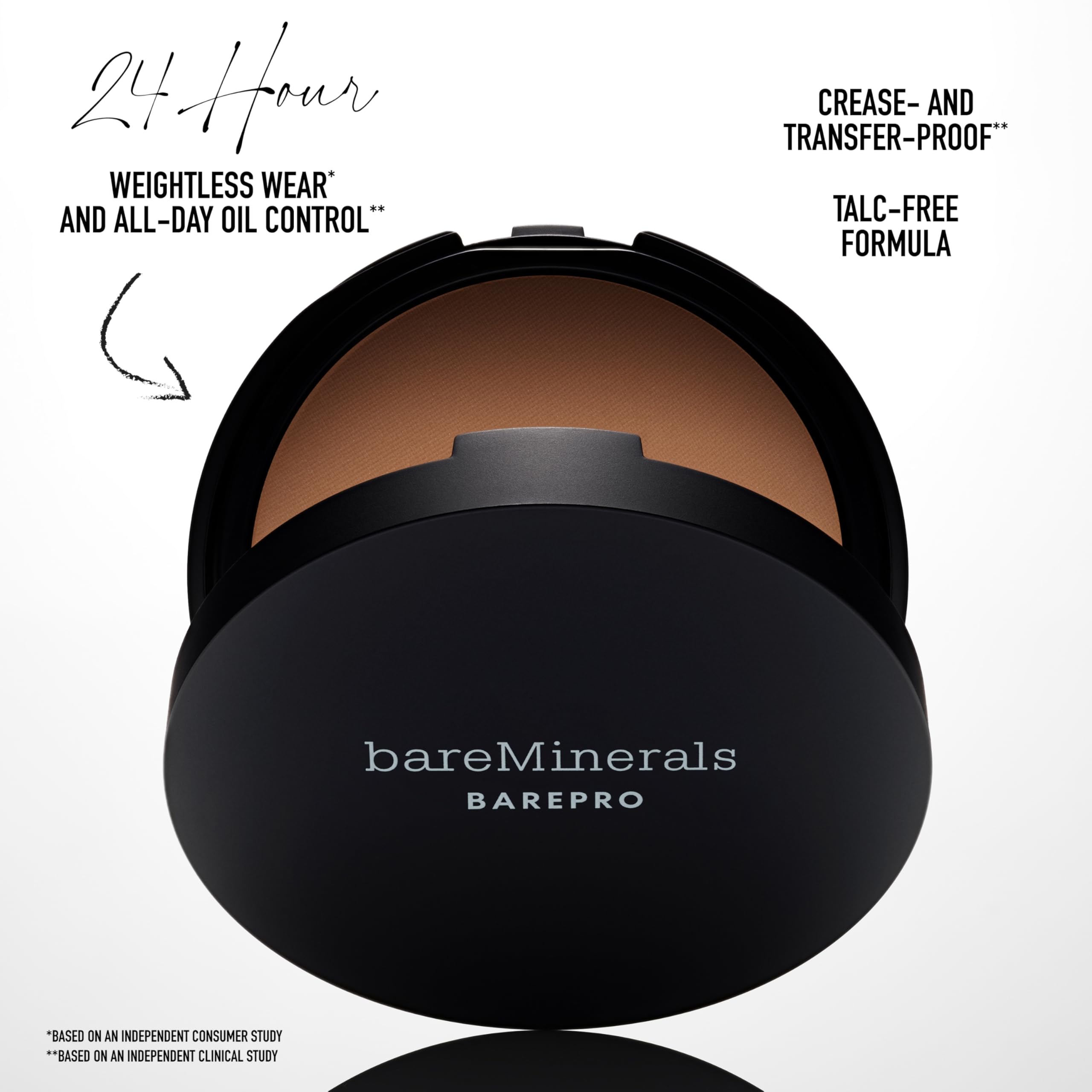 bareMinerals applying powder with damp sponge for fuller coverage and longevity