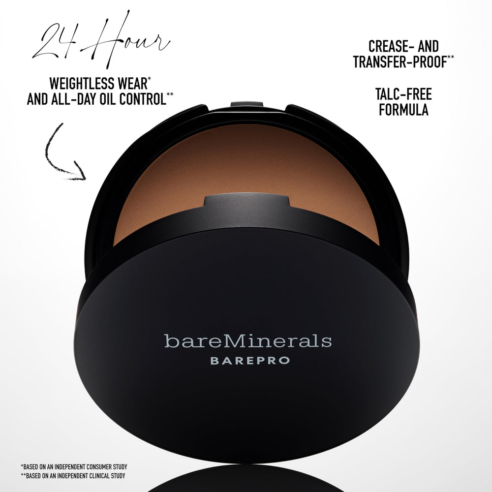 bareMinerals applying powder with damp sponge for fuller coverage and longevity
