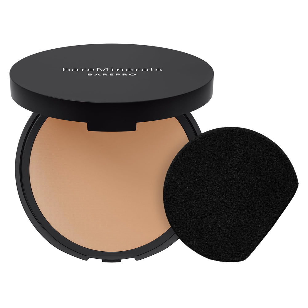 bareMinerals Barepro compact closed shown front, portable matte coverage benefit