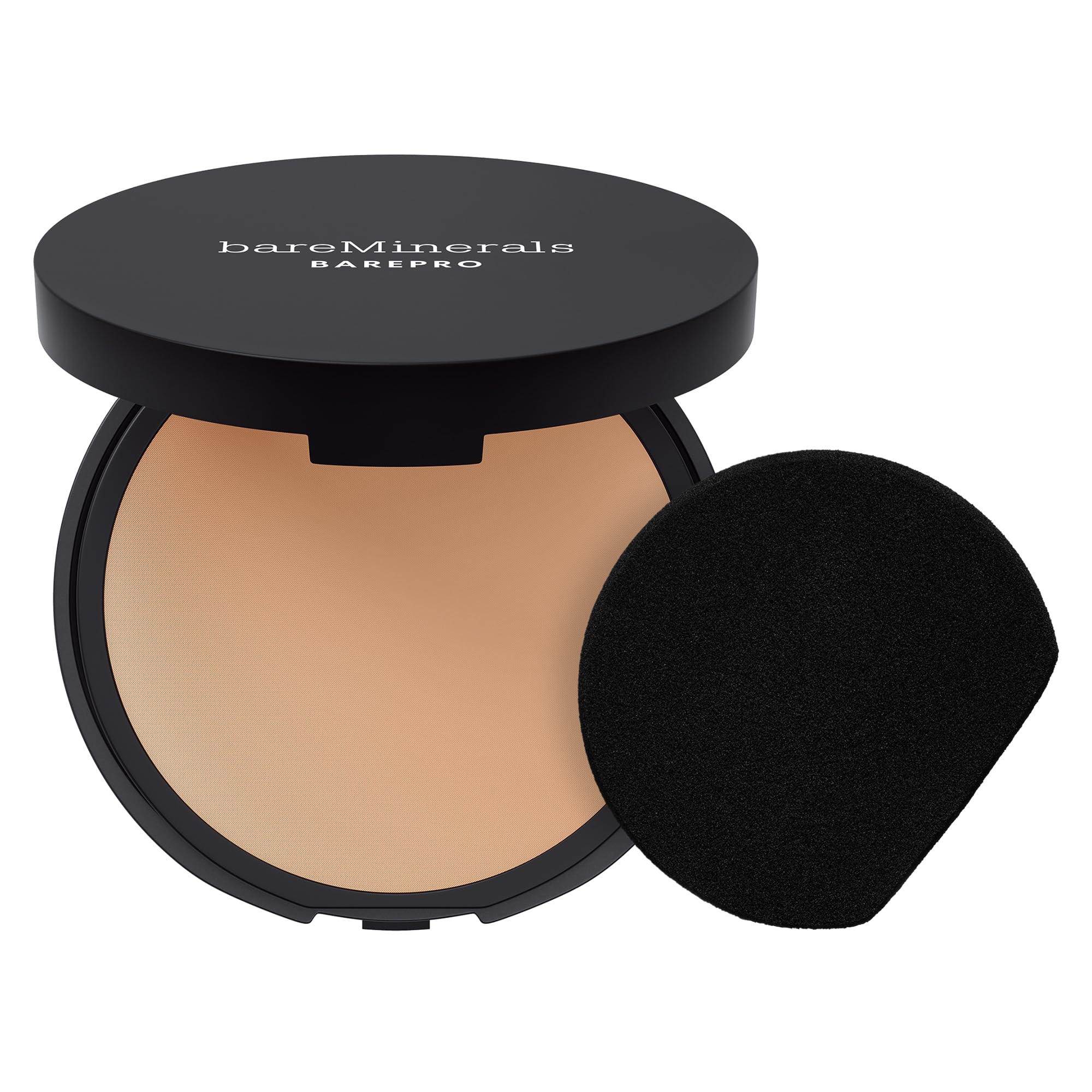 bareMinerals compact front view showing sleek matte case and shade label benefit quick identification