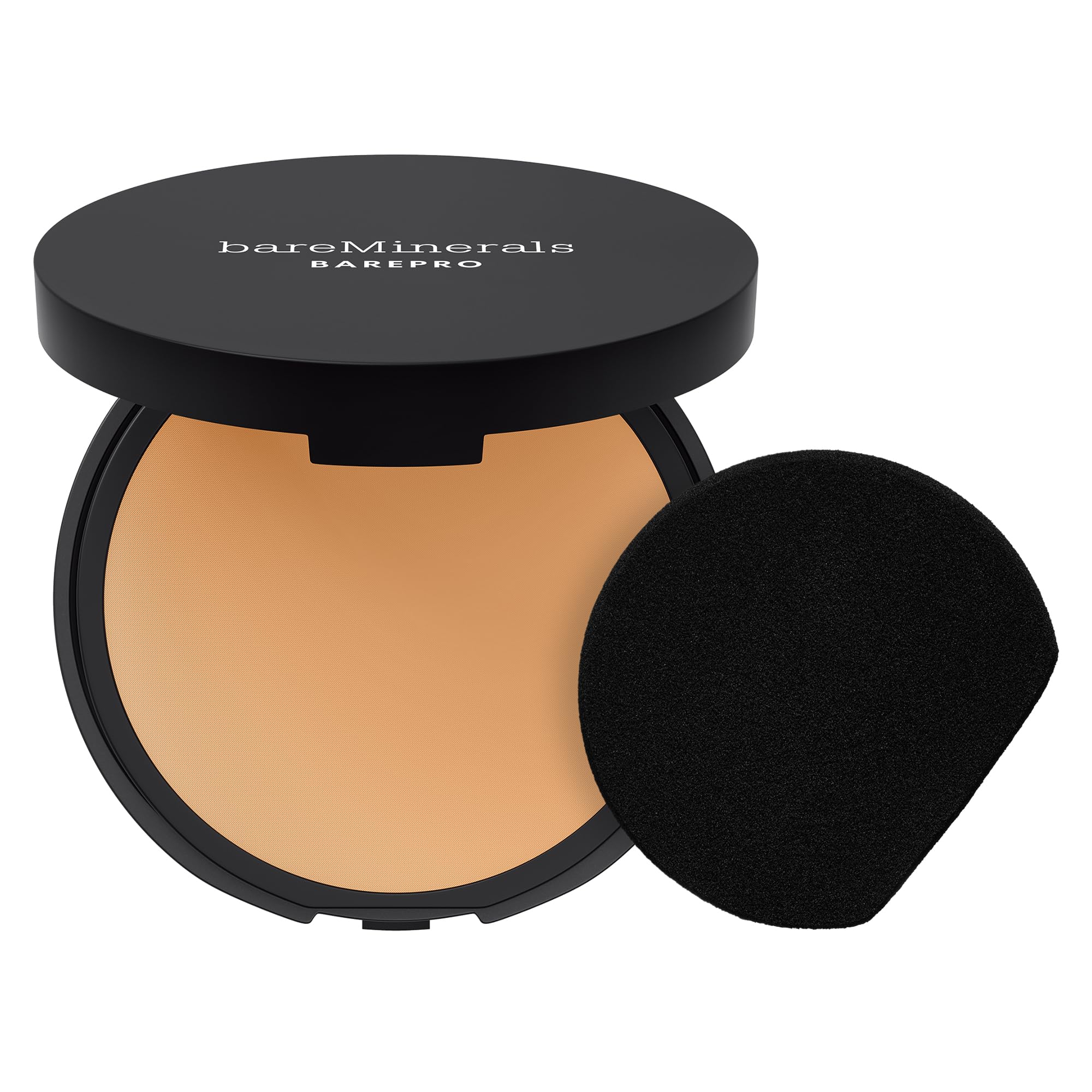 bareMinerals compact front showing sleek branding and secure closure for travel