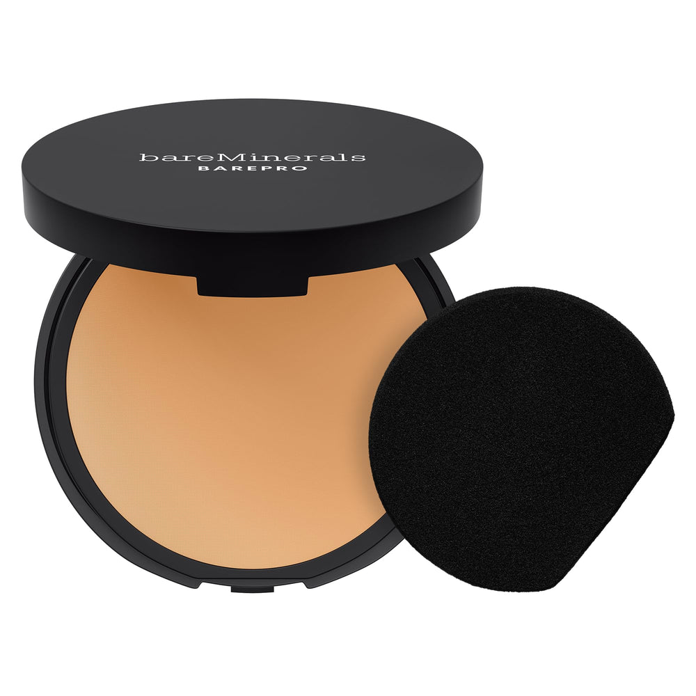 bareMinerals compact front showing sleek branding and secure closure for travel