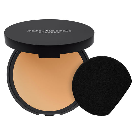 bareMinerals compact front showing sleek branding and secure closure for travel