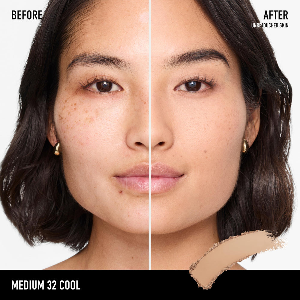 bareMinerals compact open with sponge showing quick on-the-go application benefit