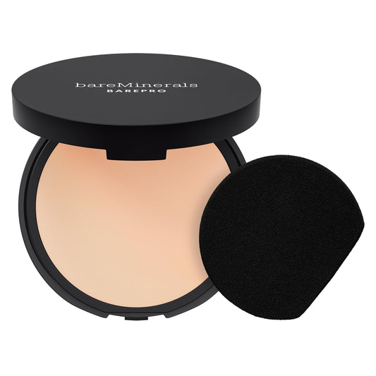 bareMinerals compact closed showing sleek branding and portable design benefit travel-ready