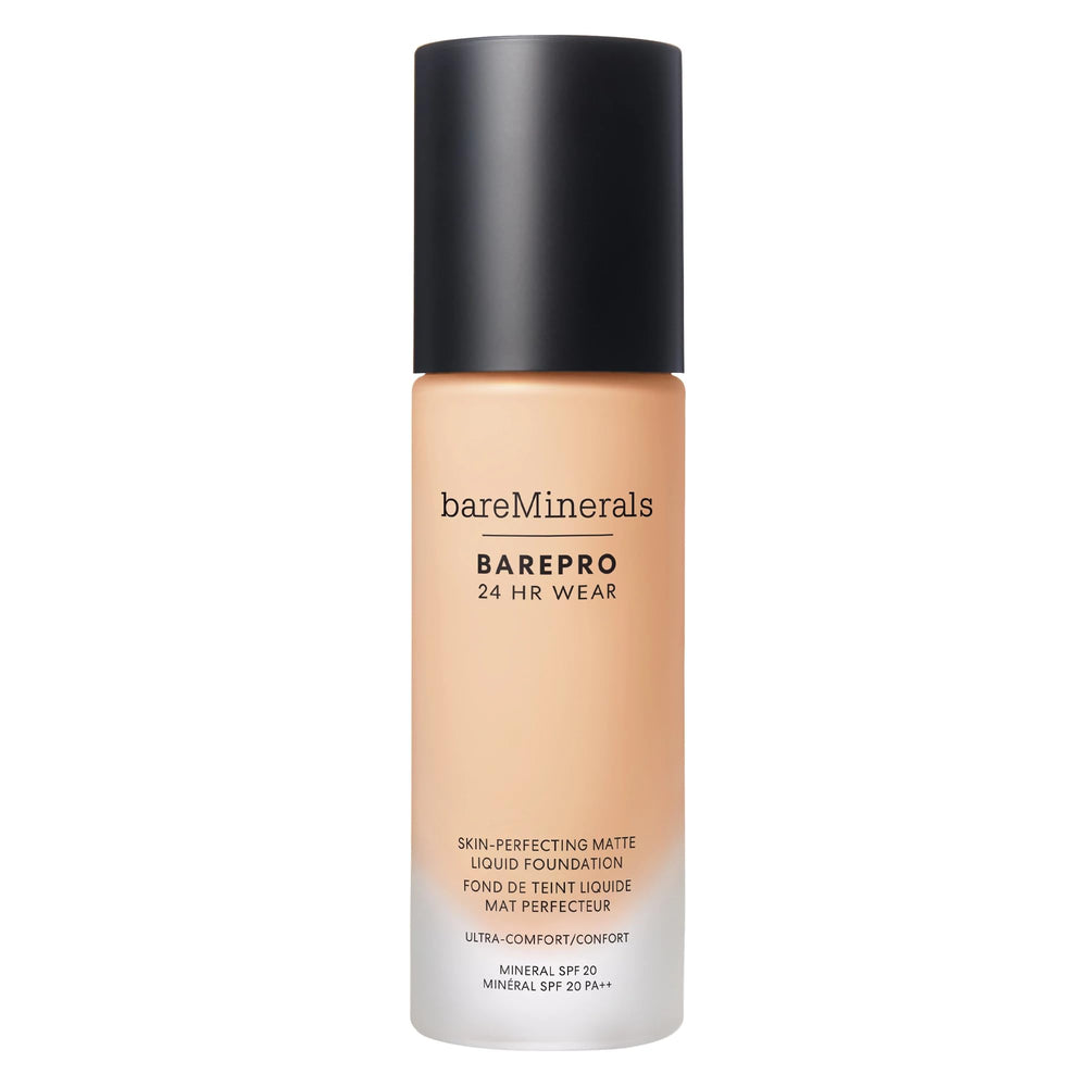 bareMinerals front packaging showing bottle and label, conveys trusted protection