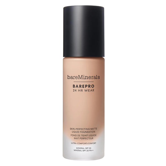 bareMinerals bottle front view showing branding and matte finish benefit