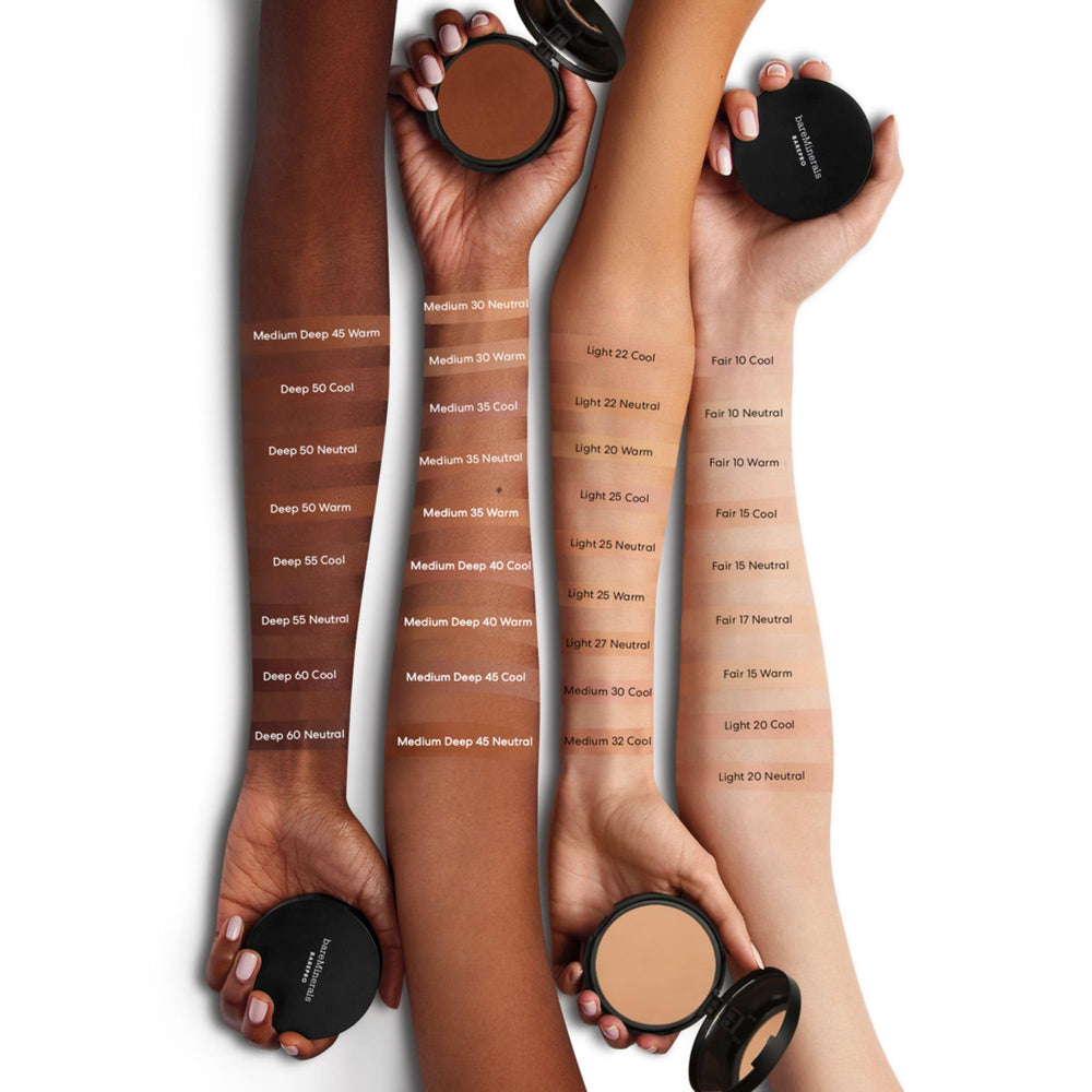 bareMinerals before and after on skin showing pore-blurring benefit
