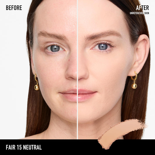 bareMinerals open compact with sponge highlighting portable touch-up benefit