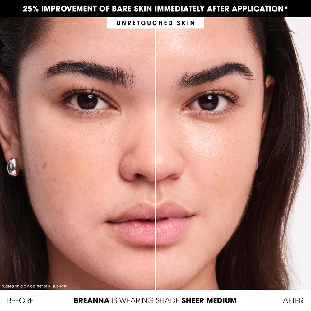 bareMinerals texture close-up showing lightweight, blendable cream benefit