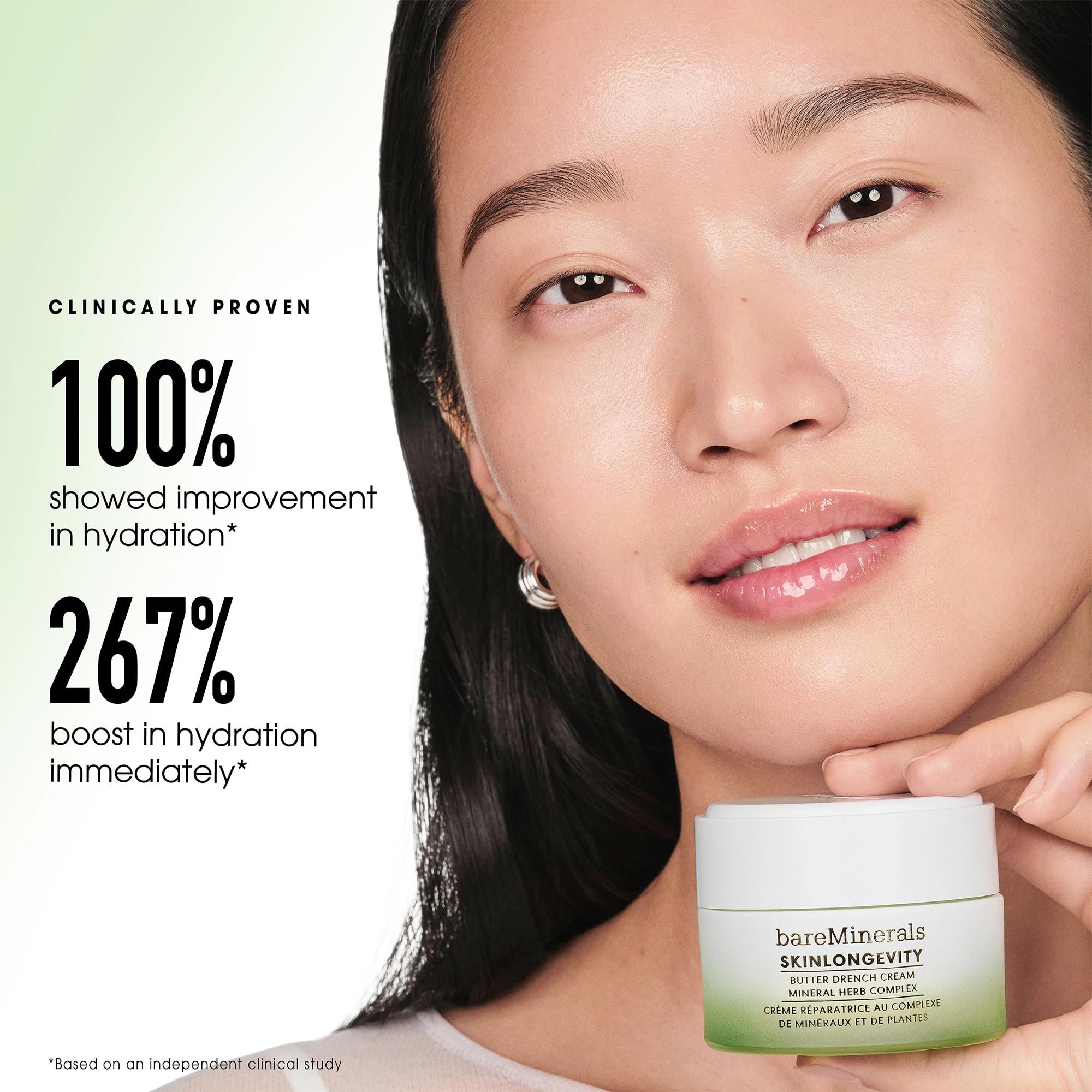 bareMinerals ingredients display of ceramides and shea butter supporting barrier