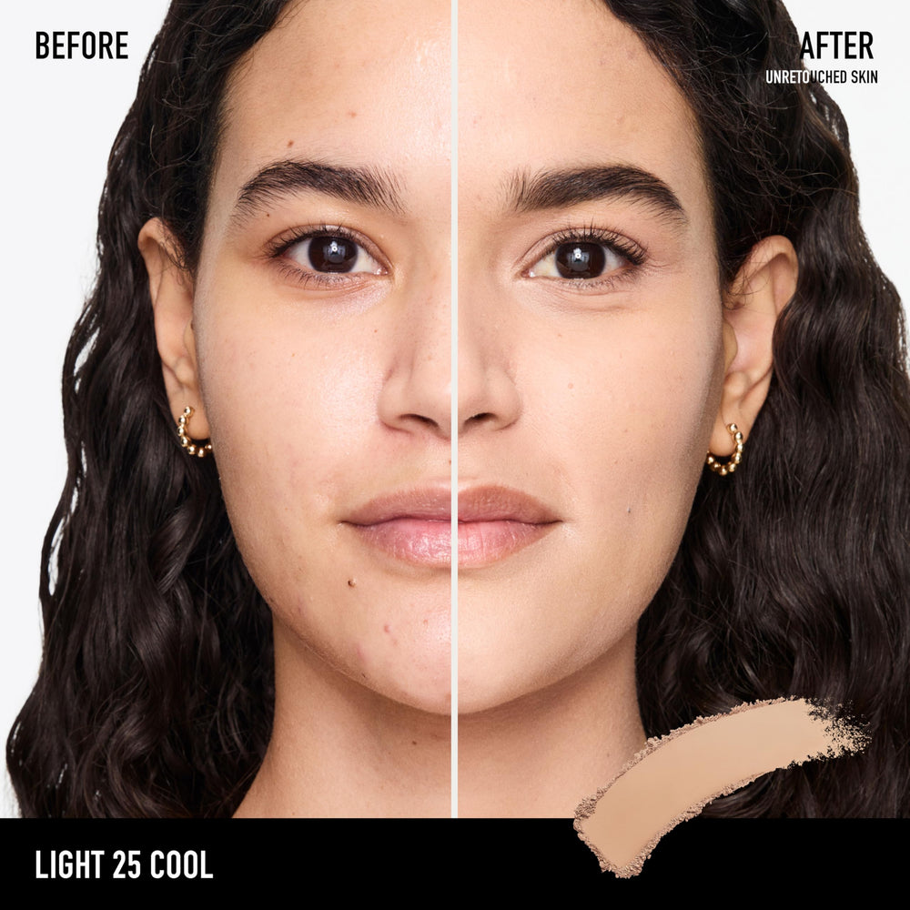 bareMinerals compact open with mirror and pressed powder for quick touch-ups