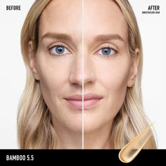 bareMinerals texture swatch on skin showing dewy finish benefit