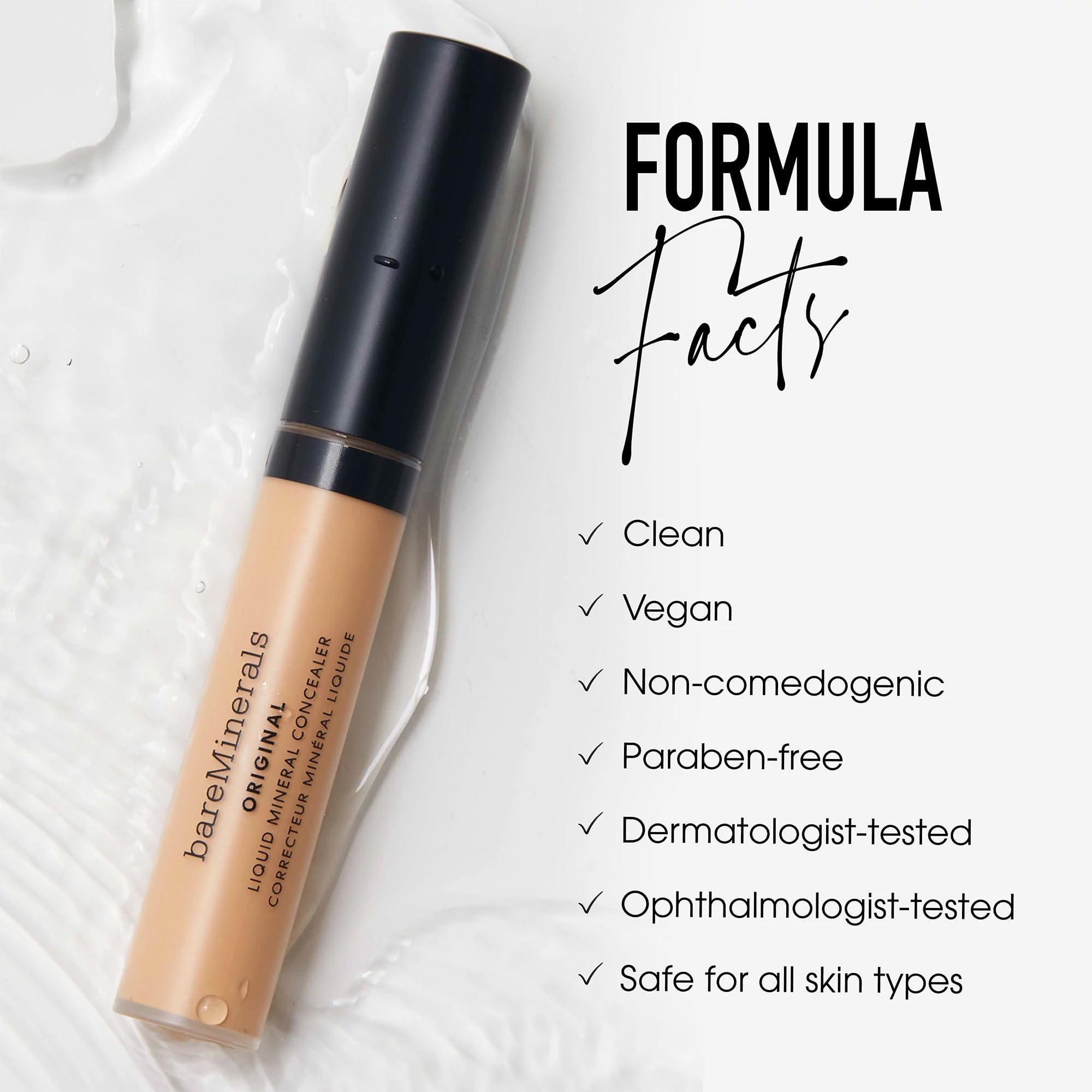 bareMinerals concealer held by fingers to show compact size and scale