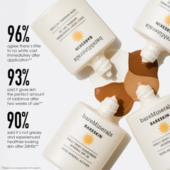 bareMinerals ingredient label showing zinc oxide and calming extracts