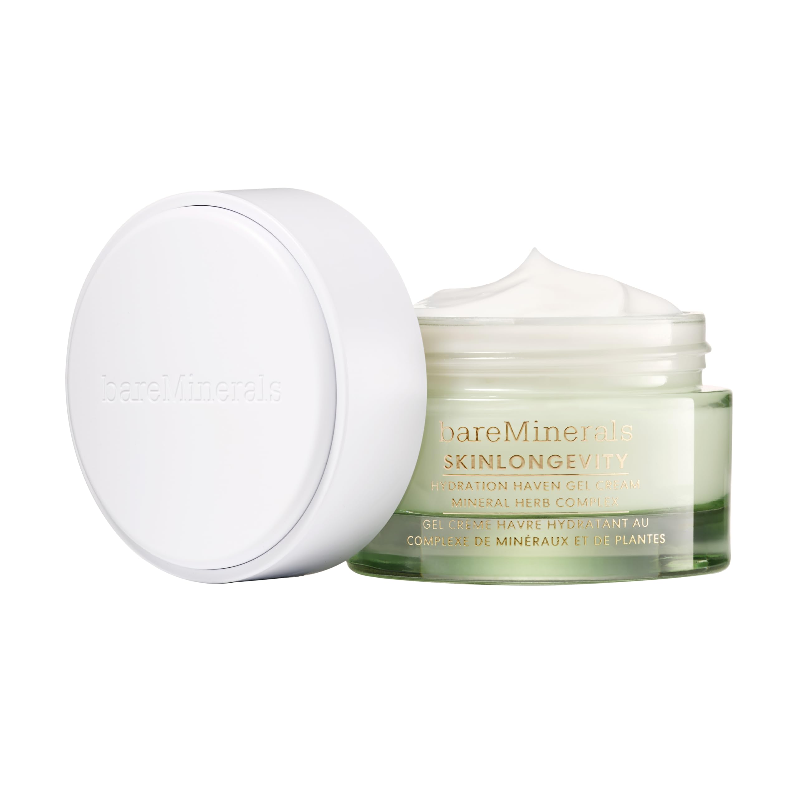 bareMinerals front jar showing product packaging and hydration benefits