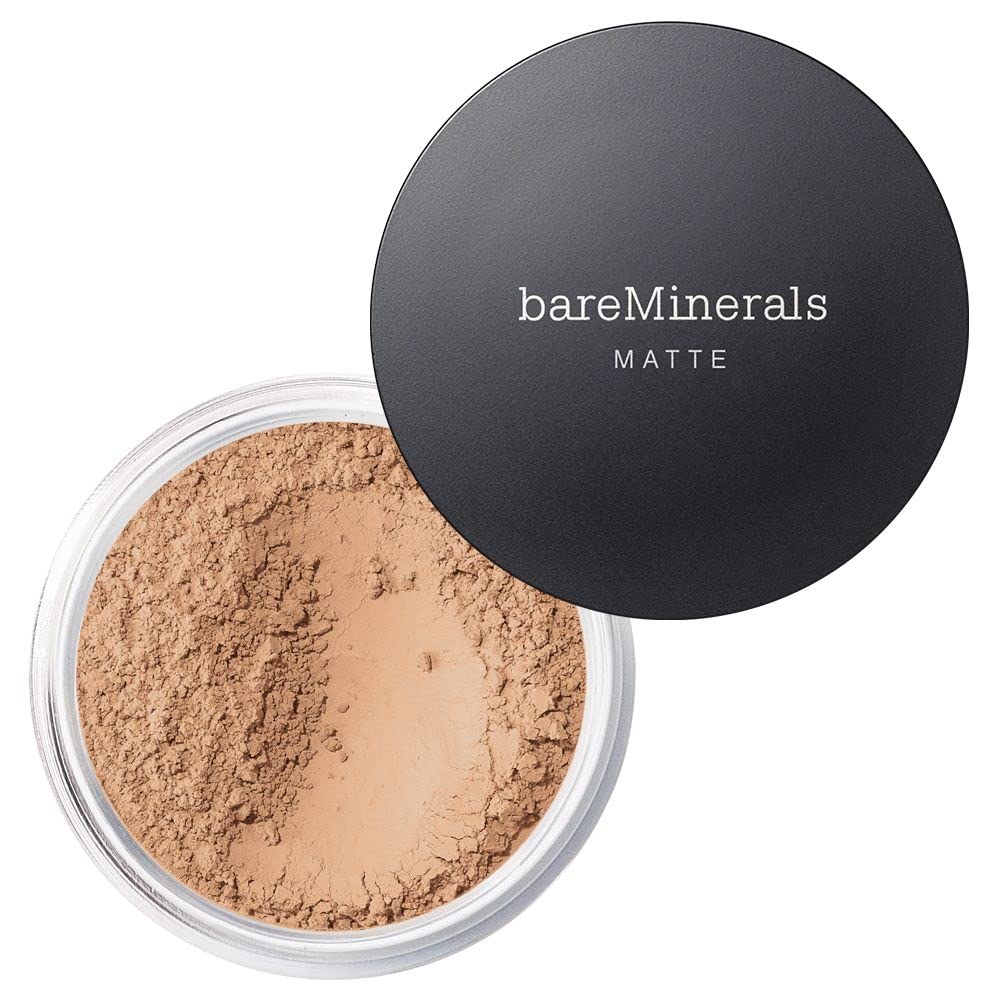 bareMinerals jar front view showing clean matte packaging and product benefit
