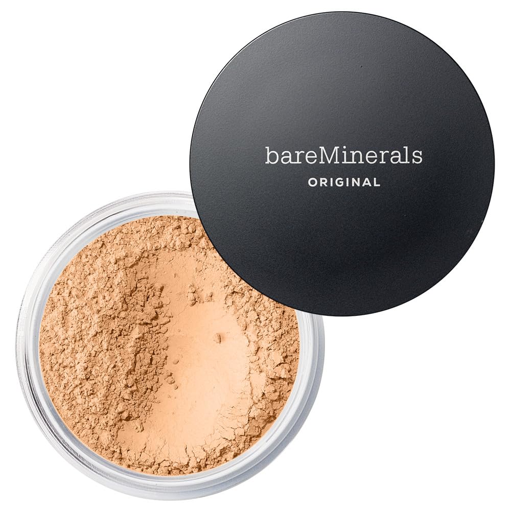bareMinerals jar front view showing neutral medium shade and clean design for easy identification and trust