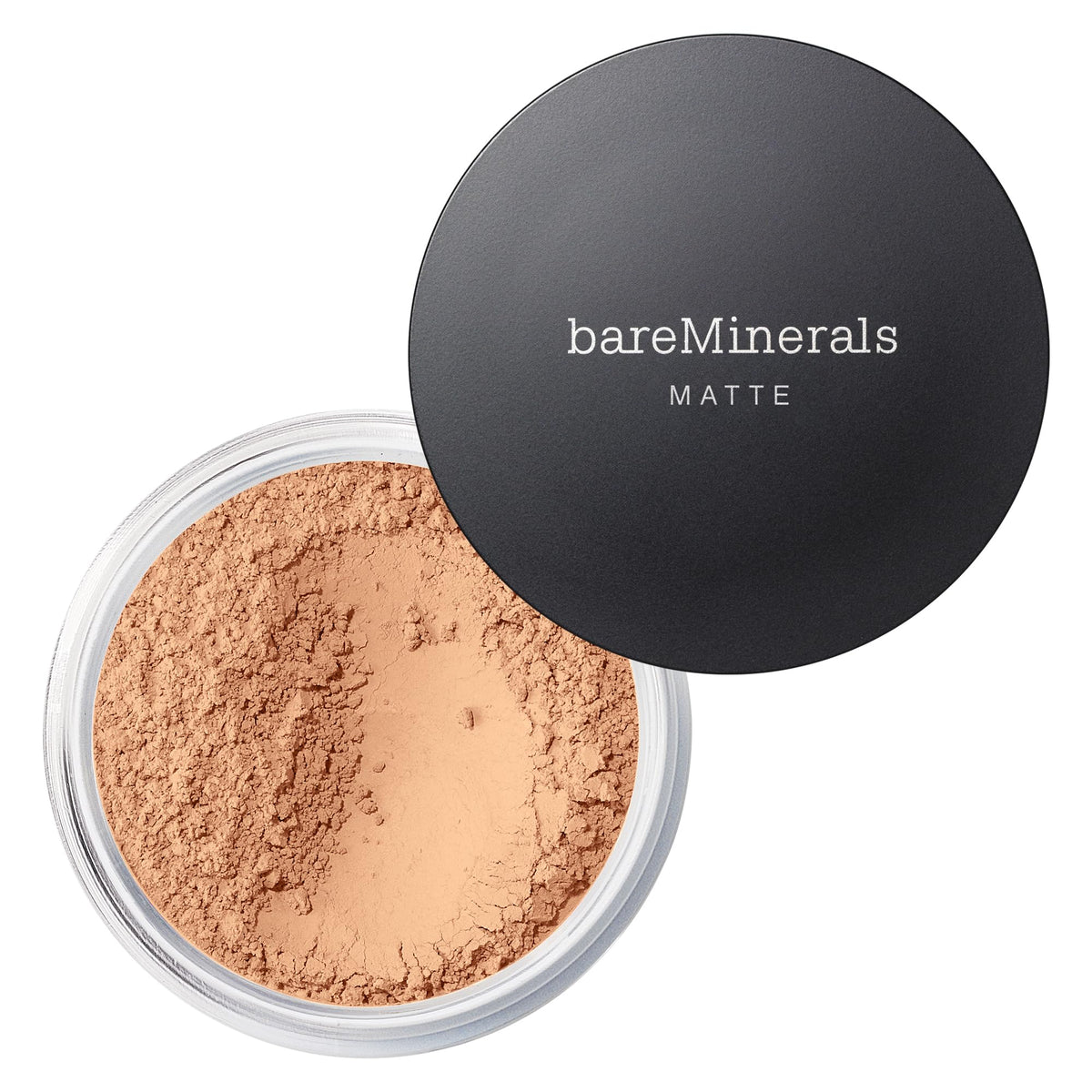 bareMinerals jar front in 11 Soft Medium showing brand and true shade benefit