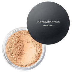 bareMinerals front packaging shows compact jar and clean branding, highlights portability
