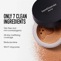 bareMinerals matte finish on skin showing oil control and natural look