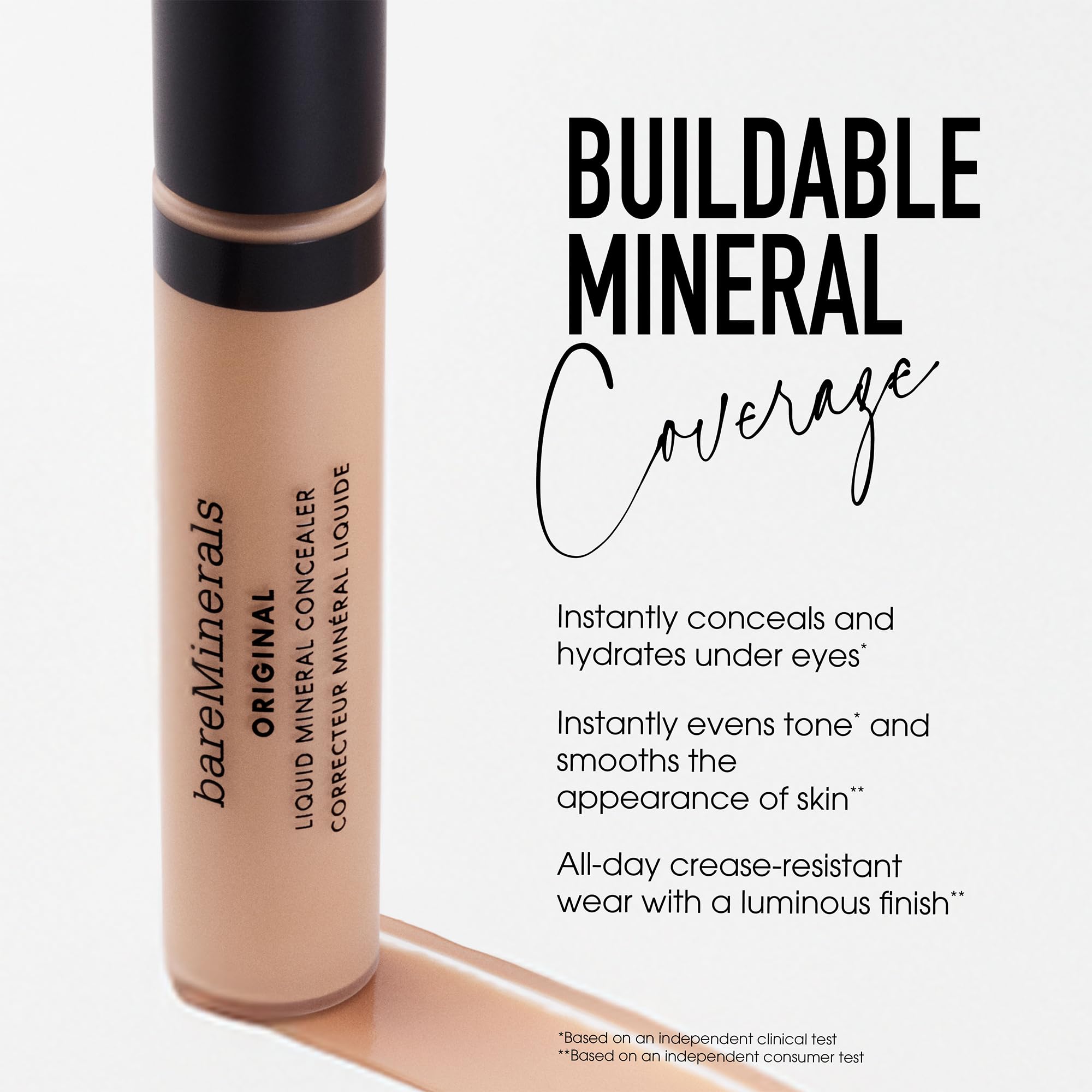 bareMinerals concealer texture poured to show lightweight, blendable consistency benefit