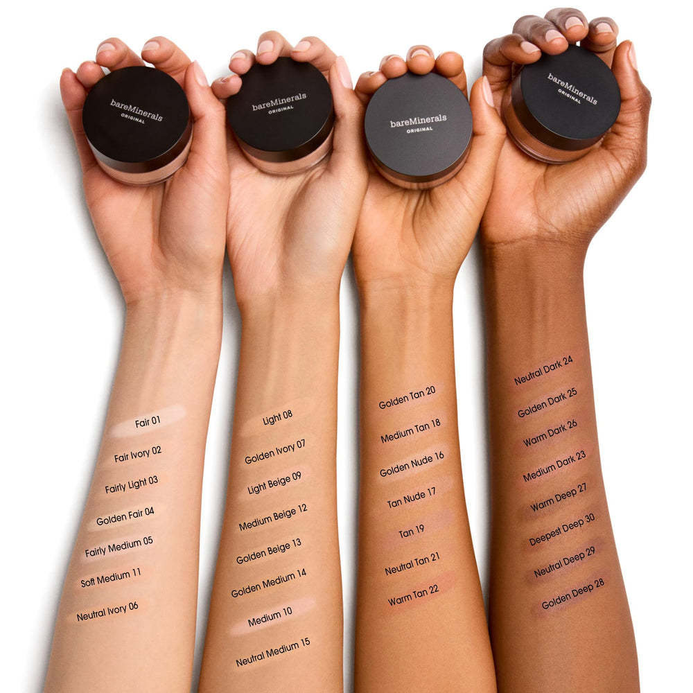 bareMinerals label and ingredients close-up, clean vegan formula highlighted
