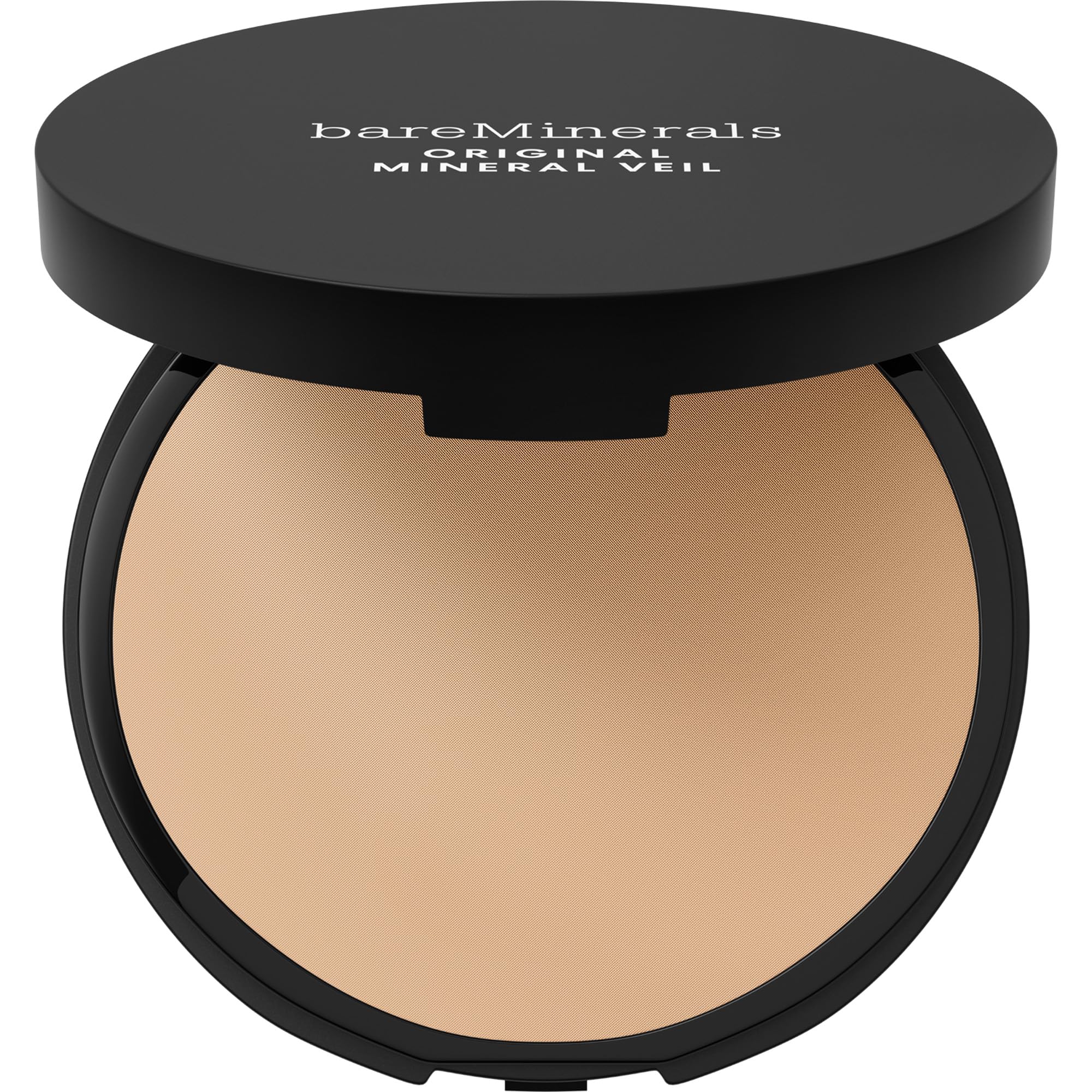 bareMinerals compact front view showing sleek packaging and brand logo, travel-ready benefit