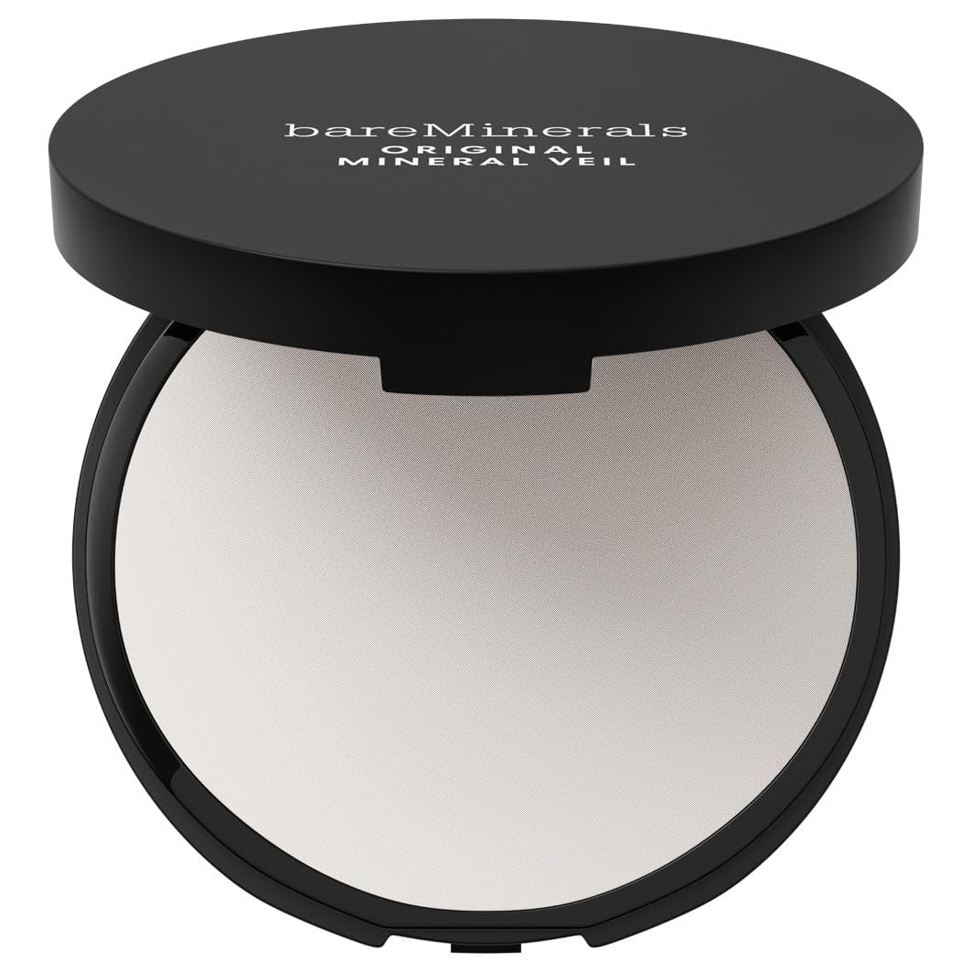 bareMinerals compact front view showing sleek packaging and brand clarity for travel convenience