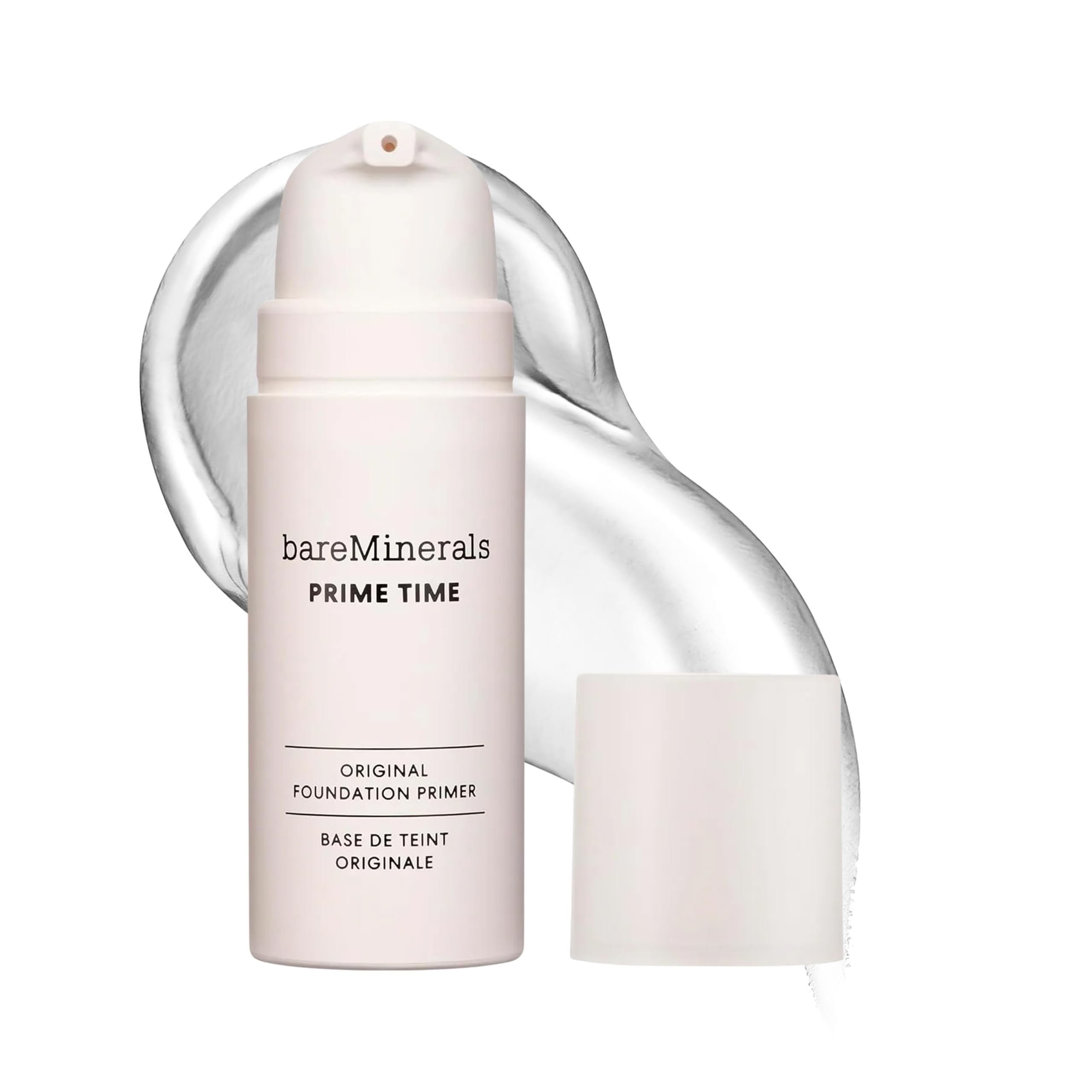 bareMinerals primer front packaging showing bottle and branding for long-wear benefits