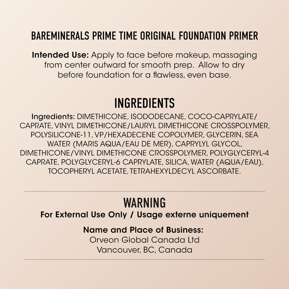 bareMinerals primer texture on fingertip highlighting smooth, pore-blurring finish