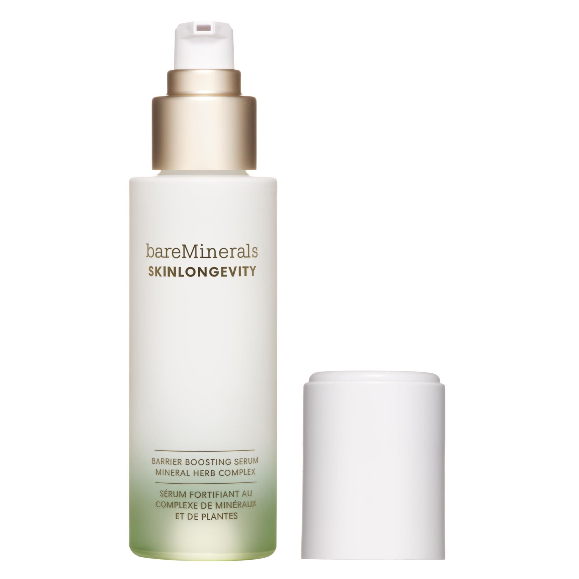 bareMinerals SKINLONGEVITY front bottle showing label and lightweight benefit